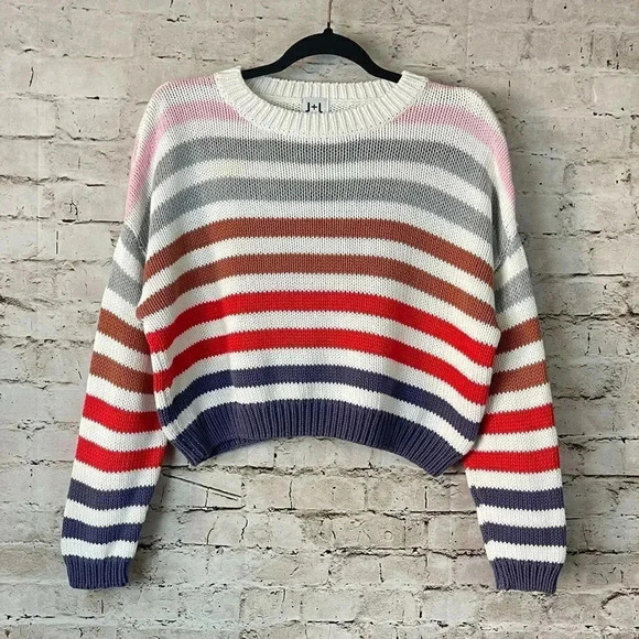 J + L John + Jenn Women's Small Striped Sweater Multicolor 100% Cotton Casual S - Picture 2 of 7